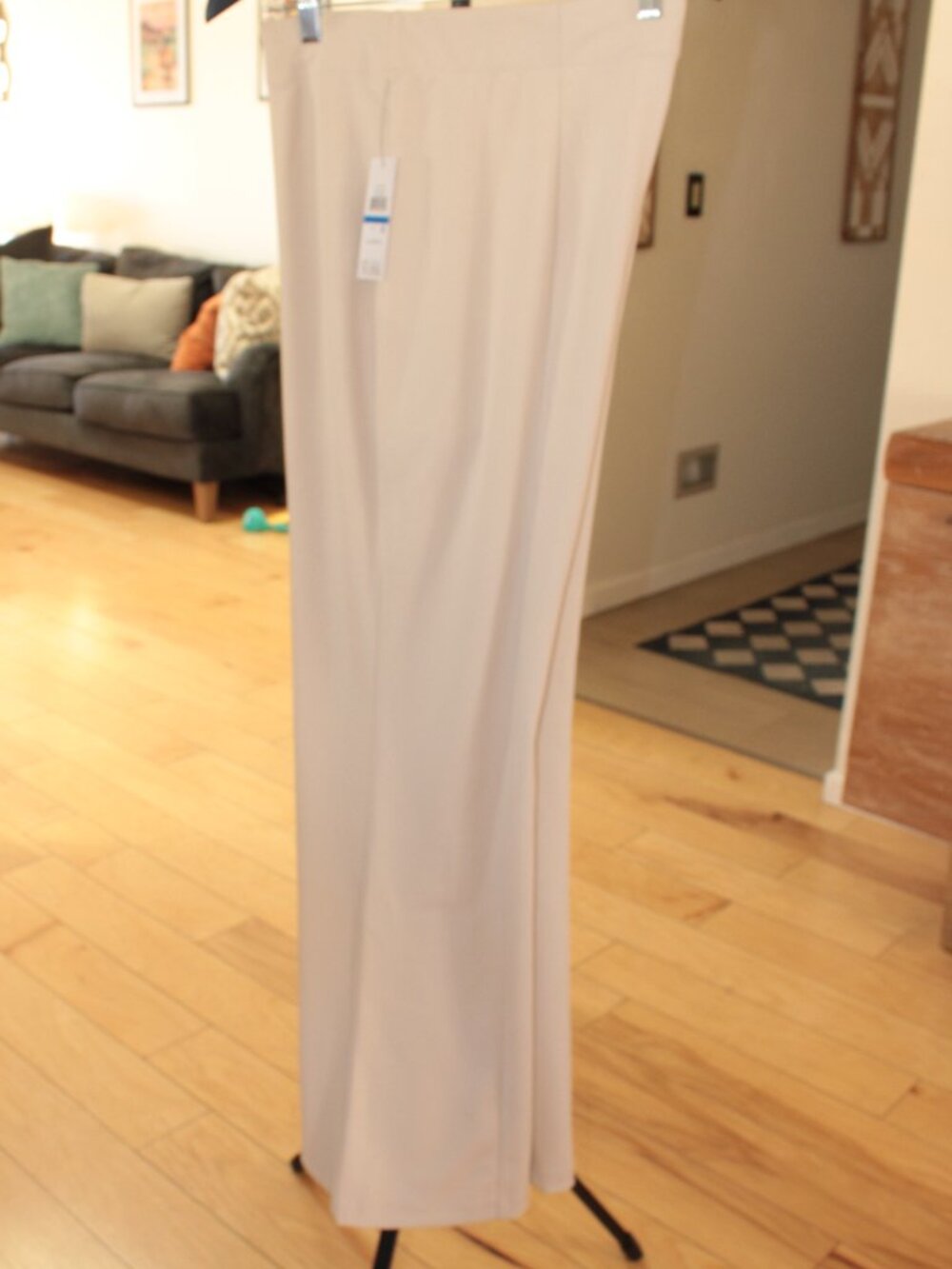 NWT DKNY Beige Stretch Wide Leg Pants Size XL